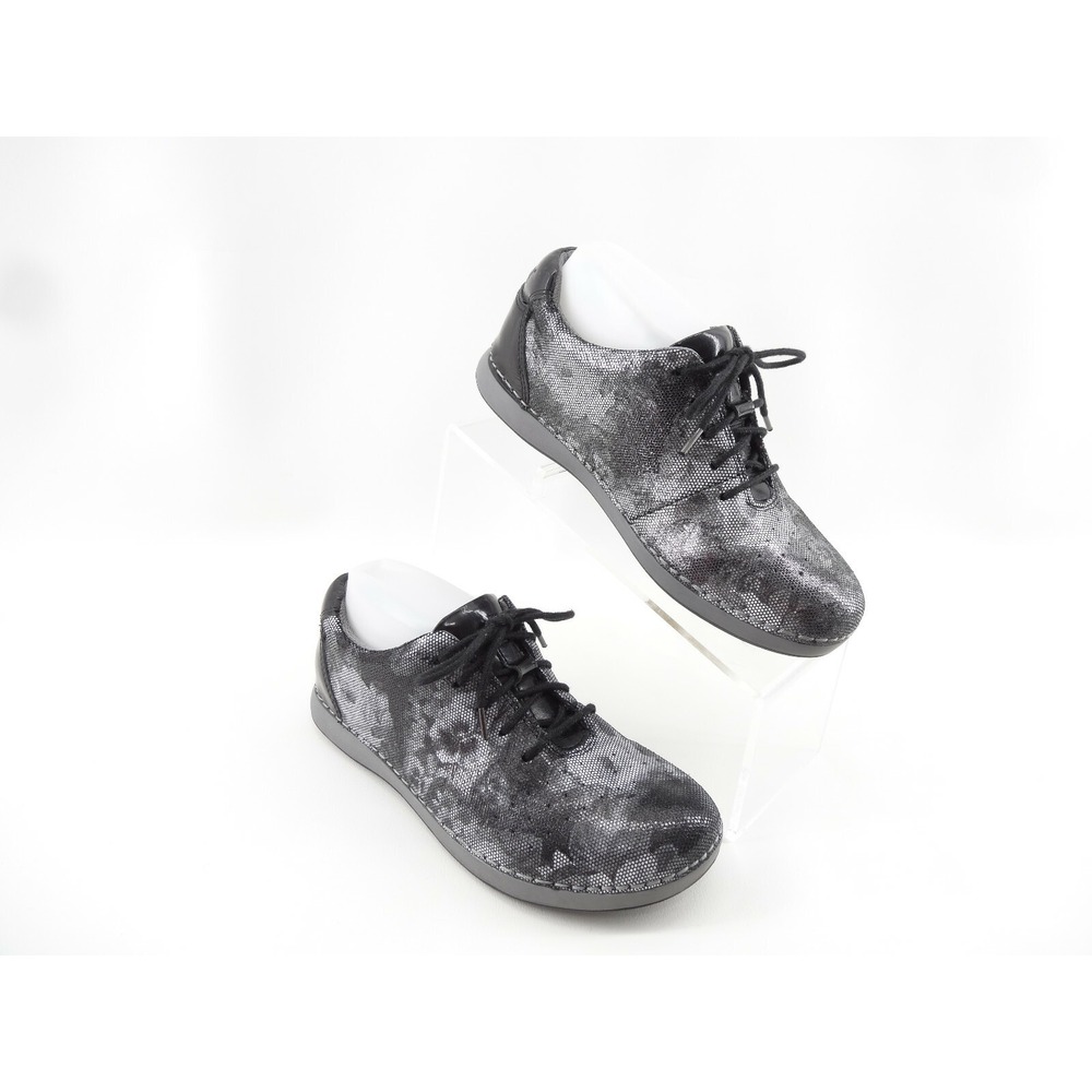 Alegria Elegant Essence Black Silver Floral Comfort Lace Up Shoe EUR 37 US 7-7.5